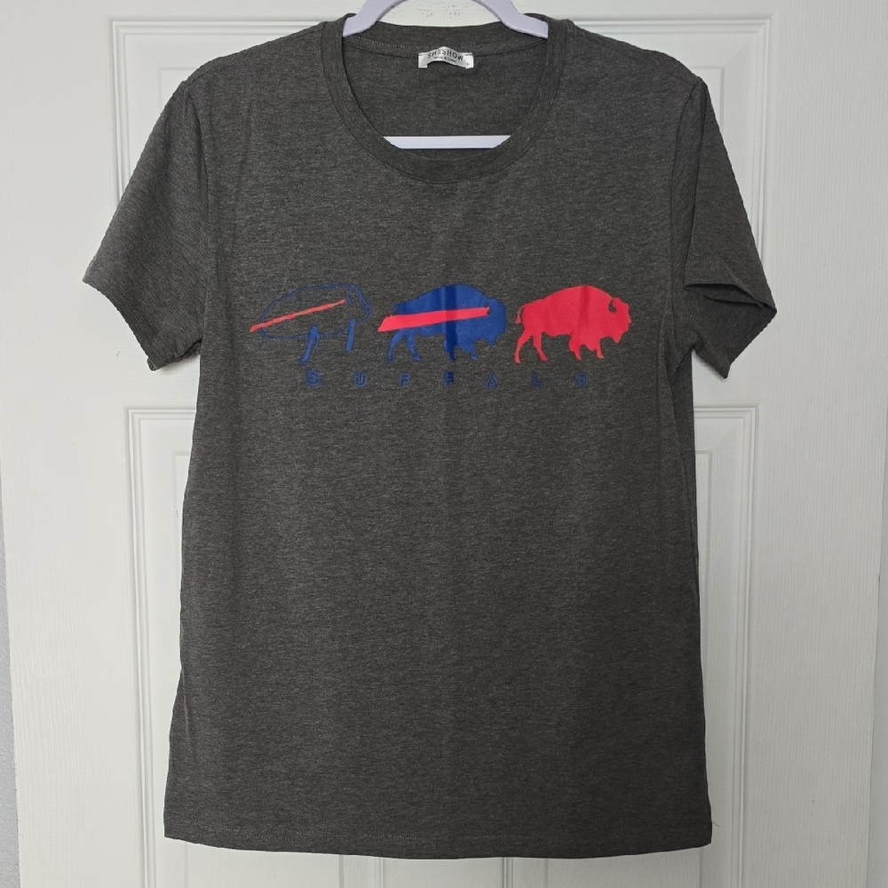 Buffalo Bills Gray Graphic T-Shirt Size Medium